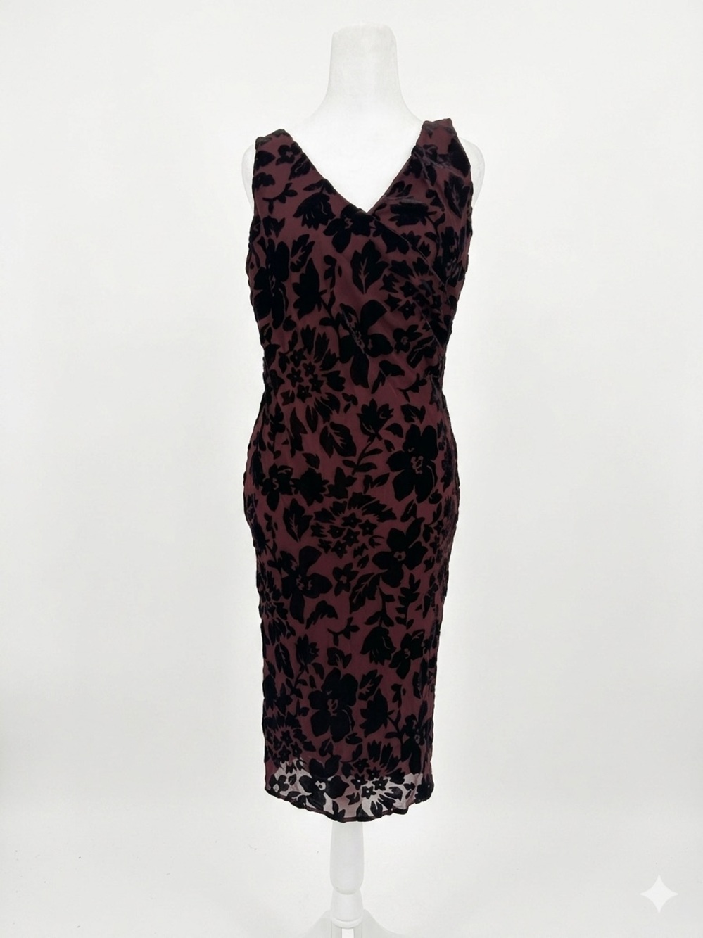 Possibility by FIORI di ZUCCA Velvet Burnout Dress Womens S Small Purple Floral